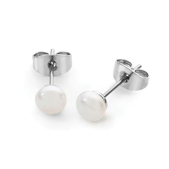 Tipperary Crystal Silver Small Pearl Stud Earrings